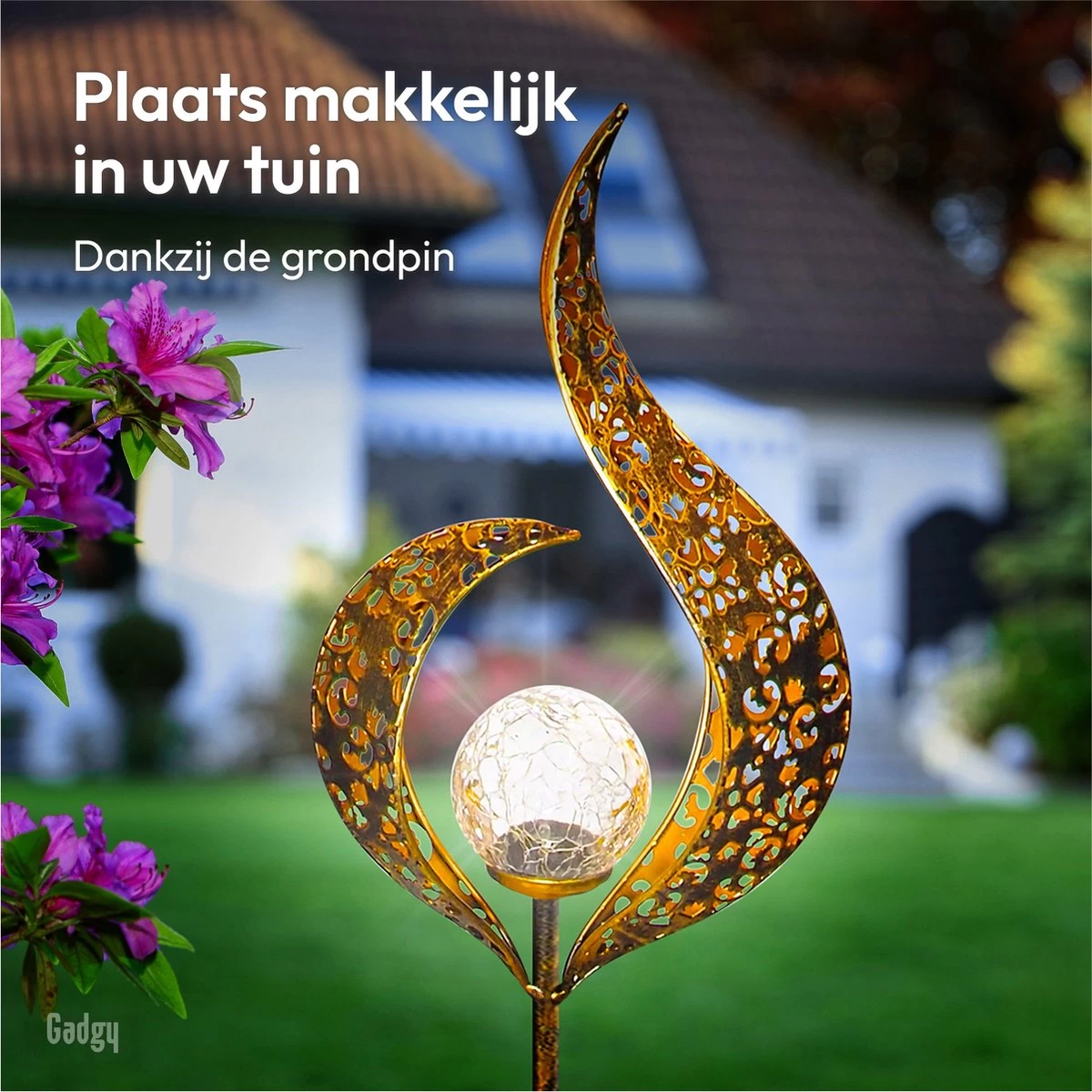 Gadgy Solar Flame Lamp Met Grondspies – Solar Tuinverlichting Set 2 St. - Tuinverlichting Op Zonneenergie Buiten – Led Buitenverlichting Met Sensor - Tuinfakkel - Tuinsteker - Brons Kleurig Metaal 4 Gadgy Solar Flame Lamp Met Grondspies – Solar Tuinverlichting Set 2 St. - Tuinverlichting Op Zonneenergie Buiten – Led Buitenverlichting Met Sensor - Tuinfakkel - Tuinsteker - Brons Kleurig Metaal - Afbeelding 2