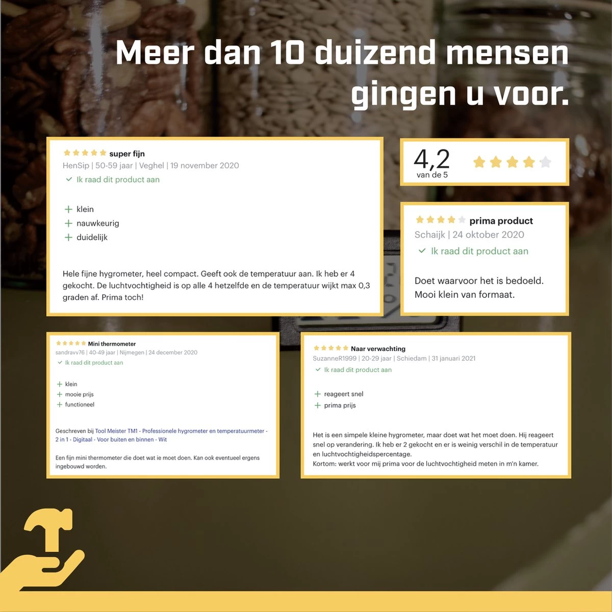 Tool Meister TM1 – Hygrometer & Thermometer - Binnen/Buiten/Koelkast – Digitaal - Zwart - Incl Batterijen 8 Tool Meister TM1 – Hygrometer & Thermometer - Binnen/Buiten/Koelkast – Digitaal - Zwart - Incl Batterijen - Afbeelding 6