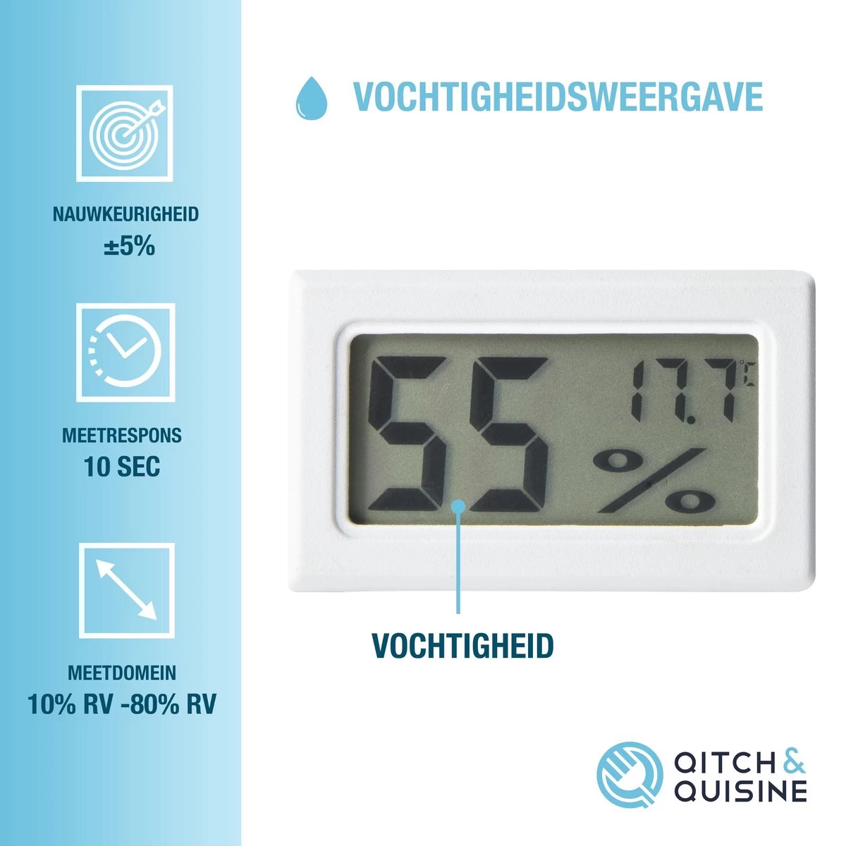 Compacte Hygrometer Mèt Batterijen - Wit - Hygro- En Thermometer - Digitale Luchtvochtigheidsmeter - Vochtmeter Voor Binnen - 2 In 1 6 Compacte Hygrometer Mèt Batterijen - Wit - Hygro- En Thermometer - Digitale Luchtvochtigheidsmeter - Vochtmeter Voor Binnen - 2 In 1 - Afbeelding 4