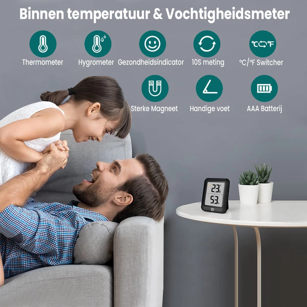 Ease Electronicz Hygrometer Min/Max - Luchtvochtigheidsmeter - Digitaal Weerstation - Vochtigheidsmeter - Thermometer Voor Binnen 5 Ease Electronicz Hygrometer Min/Max - Luchtvochtigheidsmeter - Digitaal Weerstation - Vochtigheidsmeter - Thermometer Voor Binnen - Afbeelding 3