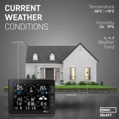 EMOS Weerstation Met Wifi, Draadloos Binnen- En Buitenweersysteem Met Kleurendisplay, Bewaakt Tijd & Datum, Temperatuur, Luchtvochtigheid, Luchtdruk, Comfort & Hitte-index, 12-24 Uursvoorspelling -Philips Hue Winkel 1200x1200 3091