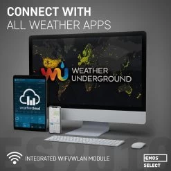 EMOS Weerstation Met Wifi, Draadloos Binnen- En Buitenweersysteem Met Kleurendisplay, Bewaakt Tijd & Datum, Temperatuur, Luchtvochtigheid, Luchtdruk, Comfort & Hitte-index, 12-24 Uursvoorspelling -Philips Hue Winkel 1200x1200 3092