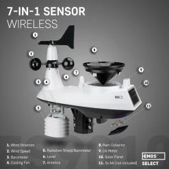 EMOS Weerstation Met Wifi, Draadloos Binnen- En Buitenweersysteem Met Kleurendisplay, Bewaakt Tijd & Datum, Temperatuur, Luchtvochtigheid, Luchtdruk, Comfort & Hitte-index, 12-24 Uursvoorspelling -Philips Hue Winkel 1200x1200 3093