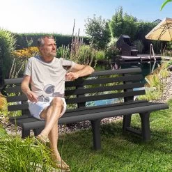 Casaria Tuinbank Orchidea – Kunststof/240kg Belastbaar – Antraciet -Philips Hue Winkel 1200x1200 31