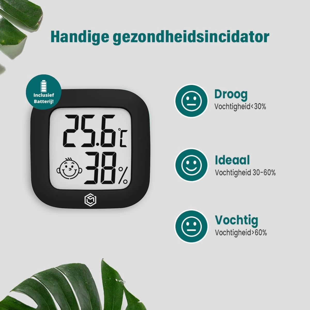 Ease Electronicz Hygrometer - Weerstation - Luchtvochtigheidsmeter - Thermometer Voor Binnen - Incl. Batterij En Plakstrip 5 Ease Electronicz Hygrometer - Weerstation - Luchtvochtigheidsmeter - Thermometer Voor Binnen - Incl. Batterij En Plakstrip - Afbeelding 3
