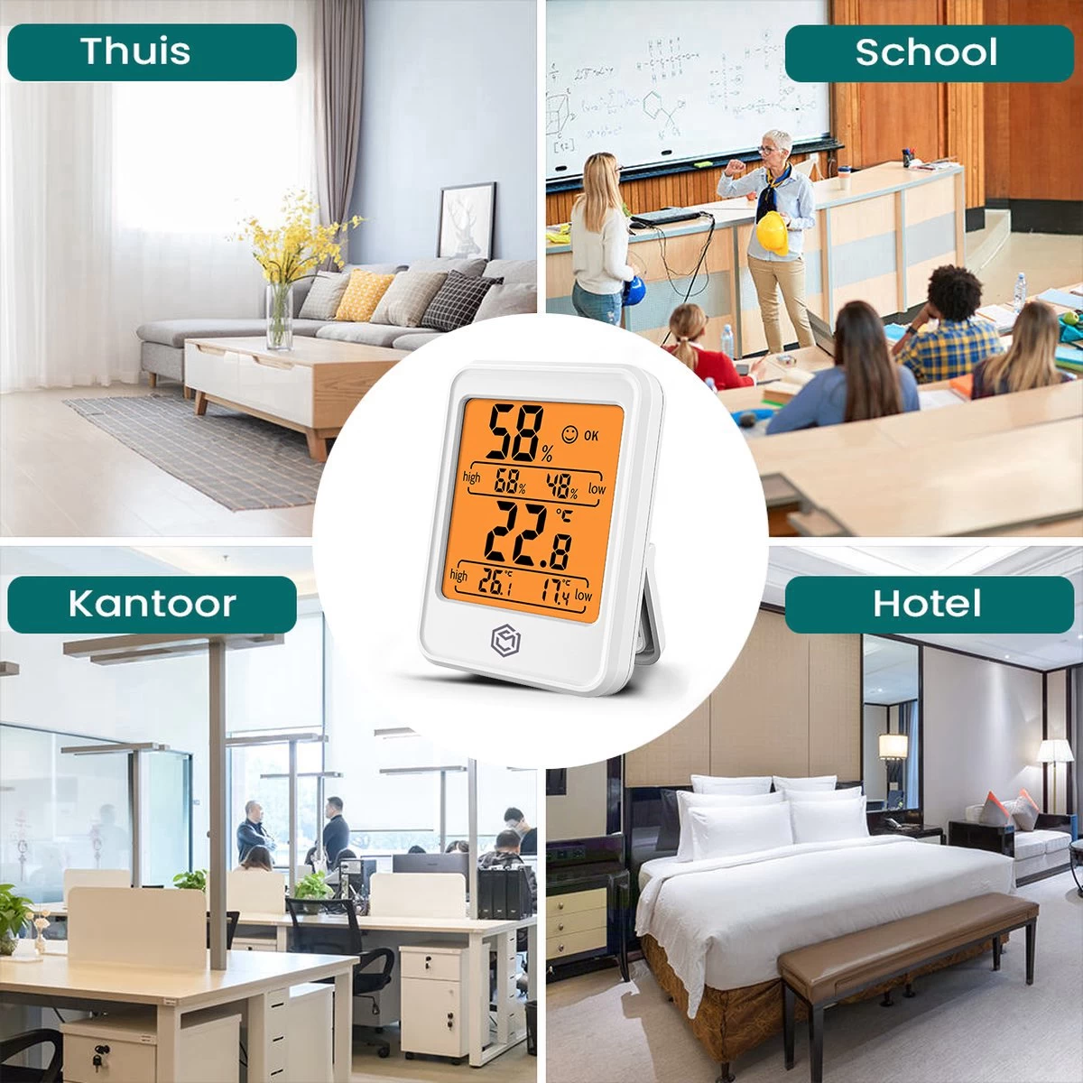 Ease Electronicz Hygrometer Min/Max - Luchtvochtigheidsmeter - Digitaal Weerstation - Vochtigheidsmeter - Thermometer Voor Binnen - Met Verlichting 9 Ease Electronicz Hygrometer Min/Max - Luchtvochtigheidsmeter - Digitaal Weerstation - Vochtigheidsmeter - Thermometer Voor Binnen - Met Verlichting - Afbeelding 7