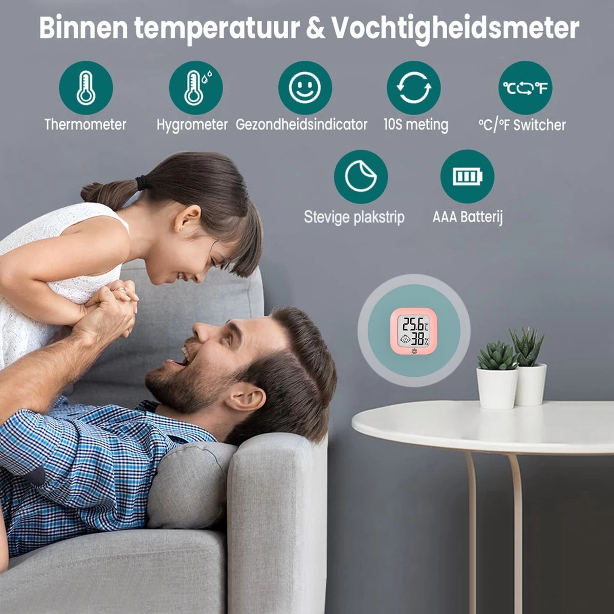 Ease Electronicz Hygrometer - Weerstation - Luchtvochtigheidsmeter - Thermometer Voor Binnen - Incl. Batterij En Plakstrip 7 Ease Electronicz Hygrometer - Weerstation - Luchtvochtigheidsmeter - Thermometer Voor Binnen - Incl. Batterij En Plakstrip - Afbeelding 5