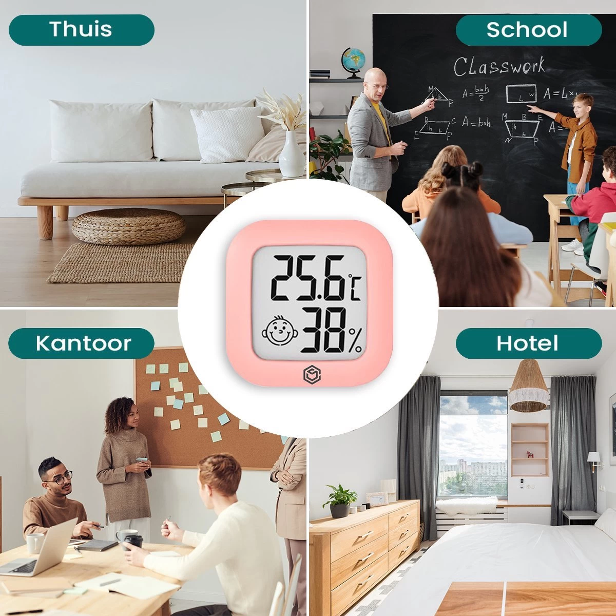 Ease Electronicz Hygrometer - Weerstation - Luchtvochtigheidsmeter - Thermometer Voor Binnen - Incl. Batterij En Plakstrip 9 Ease Electronicz Hygrometer - Weerstation - Luchtvochtigheidsmeter - Thermometer Voor Binnen - Incl. Batterij En Plakstrip - Afbeelding 7