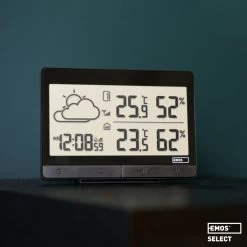 EMOS Weerstation, Draadloos Weerstation Op Batterijen, Binnen- En Buitenweersysteem Met Grijsdisplay, Tijd & Datum, Temperatuur, Luchtvochtigheid, Comfort, Wekker En Alarmfunctie, 12-24 Uursvoorspelling, Weerstation Met Buitensensor -Philips Hue Winkel 1200x1200 3261