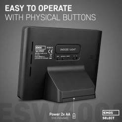 EMOS Weerstation, Draadloos Weerstation Op Batterijen, Binnen- En Buitenweersysteem Met Grijsdisplay, Tijd & Datum, Temperatuur, Luchtvochtigheid, Comfort, Wekker En Alarmfunctie, 12-24 Uursvoorspelling, Weerstation Met Buitensensor -Philips Hue Winkel 1200x1200 3262