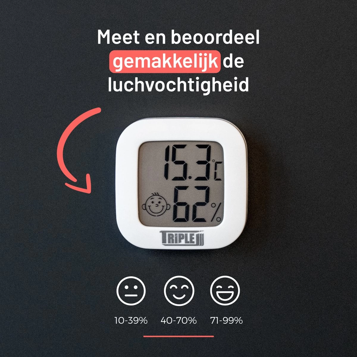 Triple J® Hygrometer - Thermometer Binnen Digitaal - Hygrometer Binnen - Incl. Batterij En Plakstrip 5 Triple J® Hygrometer - Thermometer Binnen Digitaal - Hygrometer Binnen - Incl. Batterij En Plakstrip - Afbeelding 3