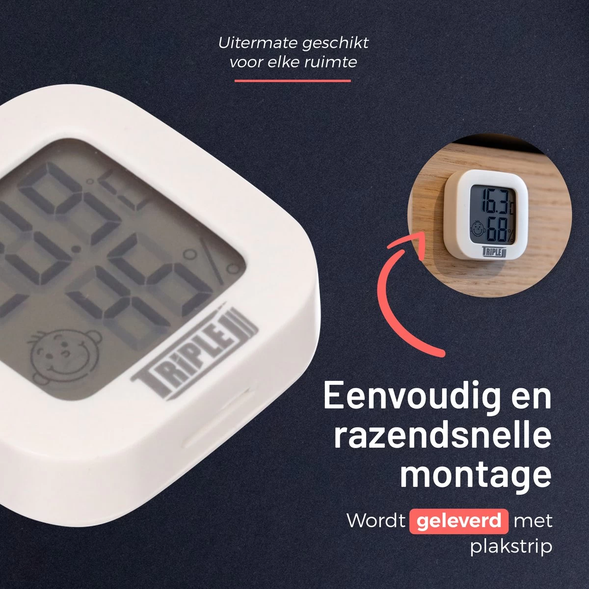 Triple J® Hygrometer - Thermometer Binnen Digitaal - Hygrometer Binnen - Incl. Batterij En Plakstrip 9 Triple J® Hygrometer - Thermometer Binnen Digitaal - Hygrometer Binnen - Incl. Batterij En Plakstrip - Afbeelding 7