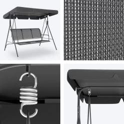 LifeGoods Schommelbank - 3-zits - Tot 250KG - Kantelbaar Dak - UV-bestendig Zonnescherm - 172x104x162cm - Grijs -Philips Hue Winkel 1200x1200 329