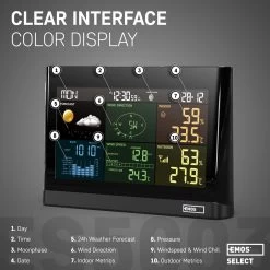 EMOS Weerstation Met Wind En Regenmeter, Draadloos Binnen- En Buitenweersysteem Met Kleurendisplay, Bewaakt Temperatuur, Luchtvochtigheid, Luchtdruk, Comfort & Hitte-index, 12-24 Uursvoorspelling, Inc. Batterijen -Philips Hue Winkel 1200x1200 3293