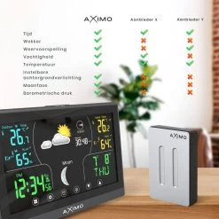 AXIMO Weerstation Binnen En Buiten – Draadloos Weerstation Met Buitensensor - Touchscreen Kleurendisplay - Binnen- En Buitentemperatuur - Barometer - Weersvoorspelling 19 AXIMO Weerstation Binnen En Buiten – Draadloos Weerstation Met Buitensensor - Touchscreen Kleurendisplay - Binnen- En Buitentemperatuur - Barometer - Weersvoorspelling -Philips Hue Winkel 1200x1200 3303