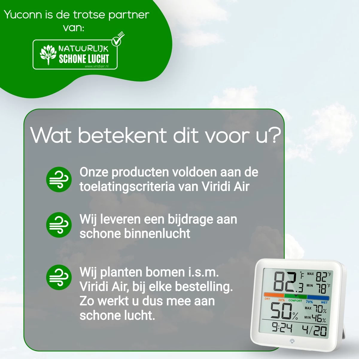 YUCONN Weerstation Hygrometer - Luchtvochtigheidsmeter - Binnen En Buiten - Draadloos Met Buitensensor - Digitaal - Wit 10 YUCONN Weerstation Hygrometer - Luchtvochtigheidsmeter - Binnen En Buiten - Draadloos Met Buitensensor - Digitaal - Wit - Afbeelding 8