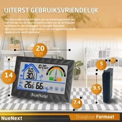 NueNext Draadloos Weerstation Binnen En Buiten - Met Aanraak Scherm - Batterijen Tot Halfjaar Mee - 30m Bereik Sensor - Digitale Thermometer & Hygrometer In 1 - Luchtvochtigheidsmeter -Philips Hue Winkel 1200x1200 3321