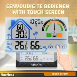 NueNext Draadloos Weerstation Binnen En Buiten - Met Aanraak Scherm - Batterijen Tot Halfjaar Mee - 30m Bereik Sensor - Digitale Thermometer & Hygrometer In 1 - Luchtvochtigheidsmeter -Philips Hue Winkel 1200x1200 3323