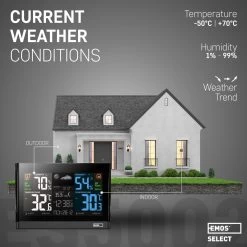 EMOS Weerstation, Draadloos Binnen- En Buitenweersysteem Met Kleurendisplay, Bewaakt Tijd & Datum, Temperatuur, Luchtvochtigheid, Luchtdruk, Comfort & Hitte-index, 12-24 Uursvoorspelling 12 EMOS Weerstation, Draadloos Binnen- En Buitenweersysteem Met Kleurendisplay, Bewaakt Tijd & Datum, Temperatuur, Luchtvochtigheid, Luchtdruk, Comfort & Hitte-index, 12-24 Uursvoorspelling -Philips Hue Winkel 1200x1200 3329