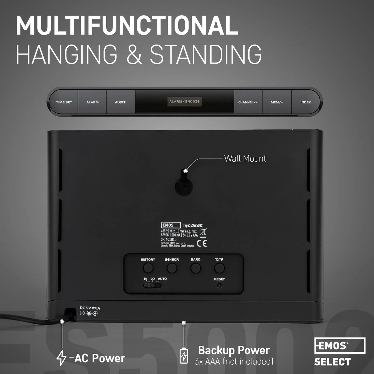 EMOS Weerstation, Draadloos Binnen- En Buitenweersysteem Met Kleurendisplay, Bewaakt Tijd & Datum, Temperatuur, Luchtvochtigheid, Luchtdruk, Comfort & Hitte-index, 12-24 Uursvoorspelling 9 EMOS Weerstation, Draadloos Binnen- En Buitenweersysteem Met Kleurendisplay, Bewaakt Tijd & Datum, Temperatuur, Luchtvochtigheid, Luchtdruk, Comfort & Hitte-index, 12-24 Uursvoorspelling - Afbeelding 7