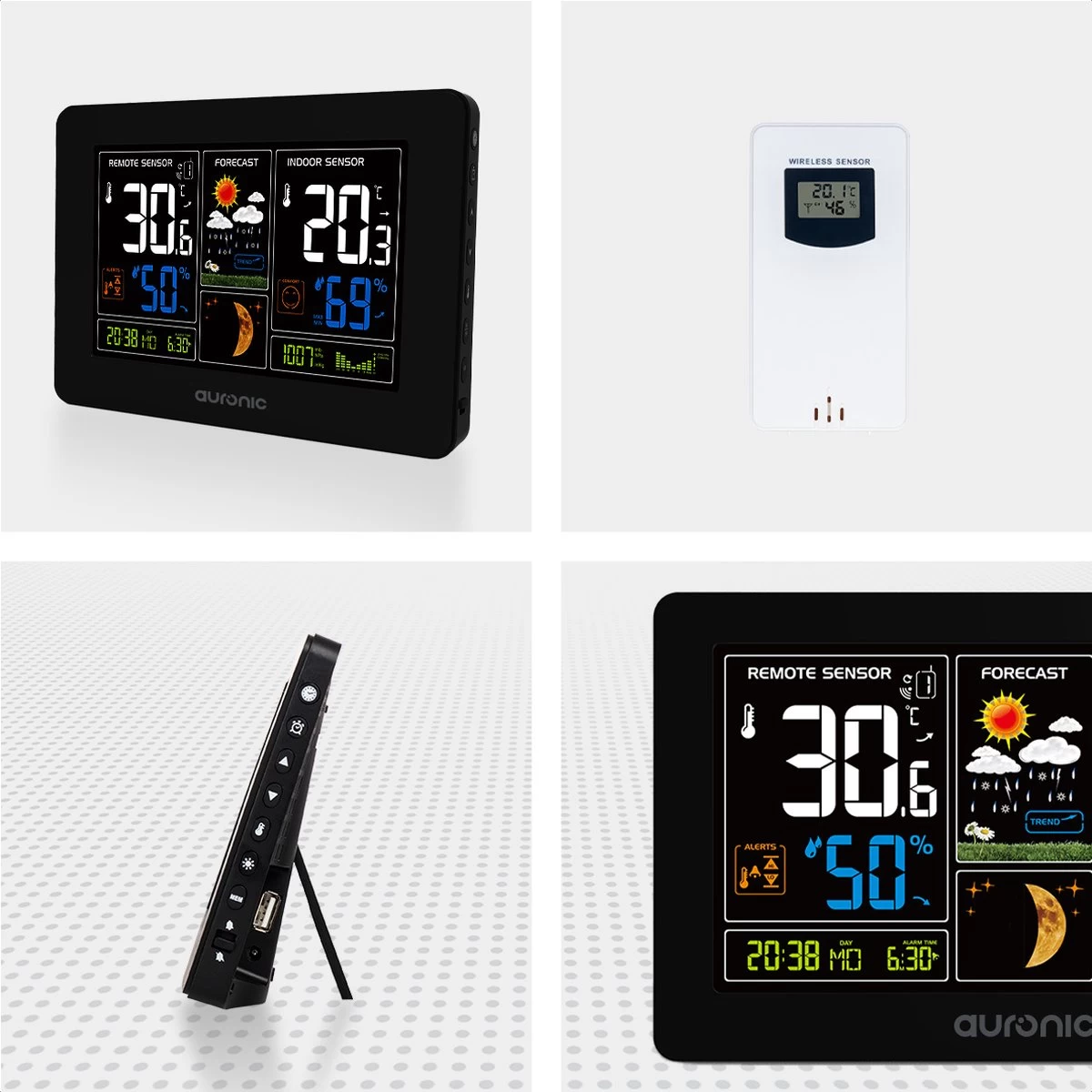 Auronic Weerstation - Draadloos - Binnen En Buiten - Met Sensor - 60M Bereik - Zwart 11 Auronic Weerstation - Draadloos - Binnen En Buiten - Met Sensor - 60M Bereik - Zwart - Afbeelding 9