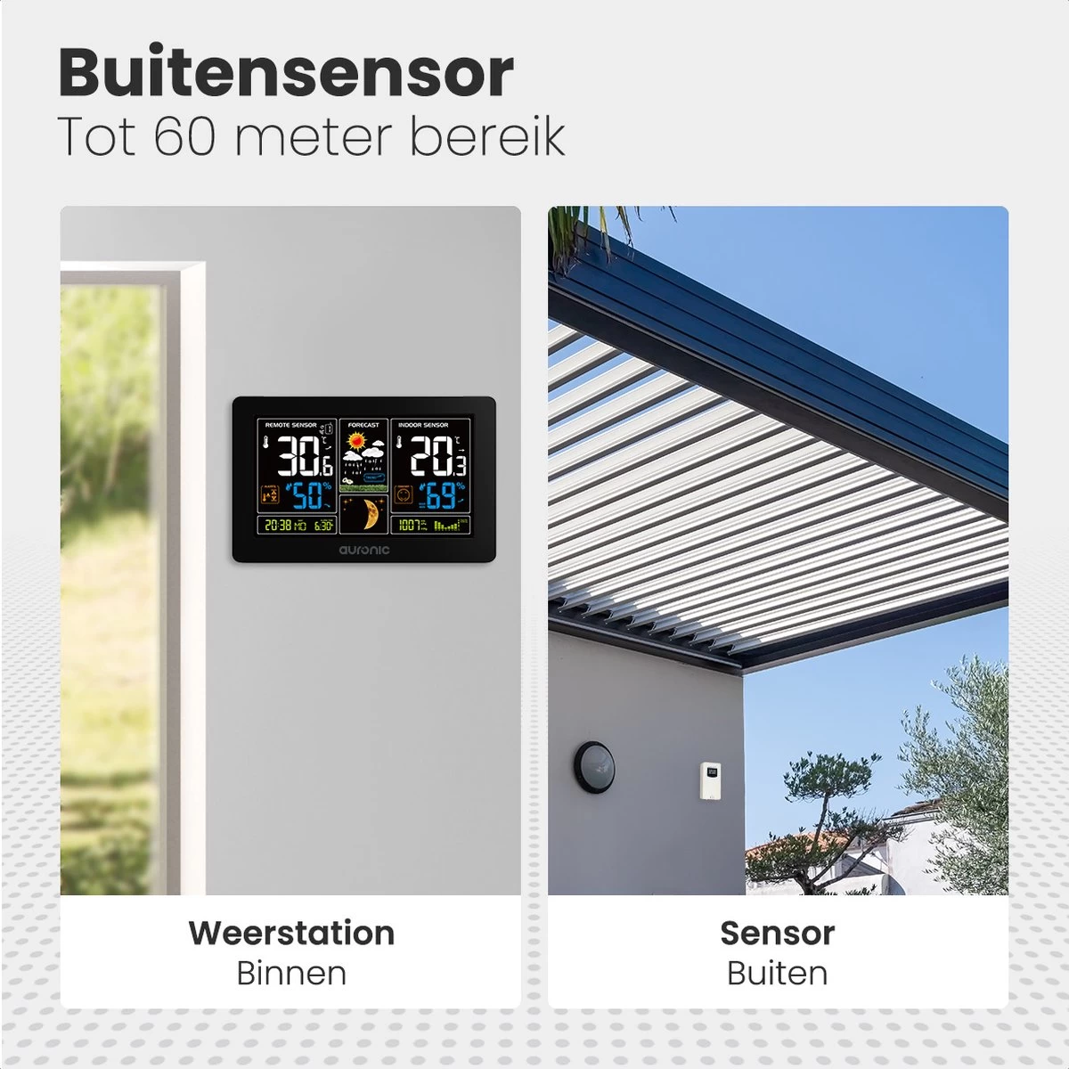 Auronic Weerstation - Draadloos - Binnen En Buiten - Met Sensor - 60M Bereik - Zwart 12 Auronic Weerstation - Draadloos - Binnen En Buiten - Met Sensor - 60M Bereik - Zwart - Afbeelding 10