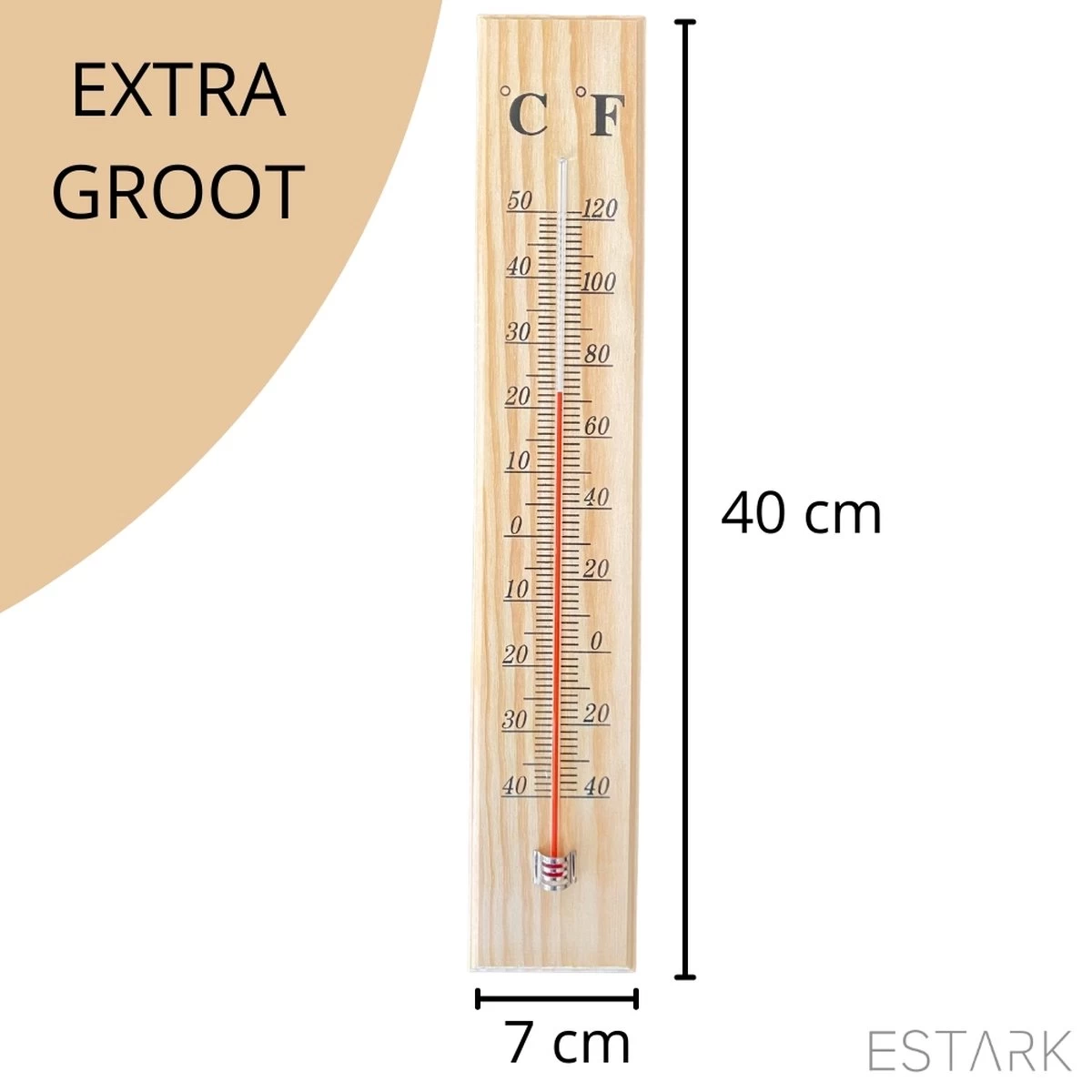 ESTARK® Buitenthermometer EXTRA GROOT - 40 X 7 CM - Binnenthermometer - Metalen Binnen Buiten Thermometer - Thermometer Voor Aan Muur Gevel - Kwik - Draadloos - Min/Max - Muurthermometer - Kozijnthermometer - Temperatuurmeter - Thermometer Hout (H40) 8 ESTARK® Buitenthermometer EXTRA GROOT - 40 X 7 CM - Binnenthermometer - Metalen Binnen Buiten Thermometer - Thermometer Voor Aan Muur Gevel - Kwik - Draadloos - Min/Max - Muurthermometer - Kozijnthermometer - Temperatuurmeter - Thermometer Hout (H40) - Afbeelding 6