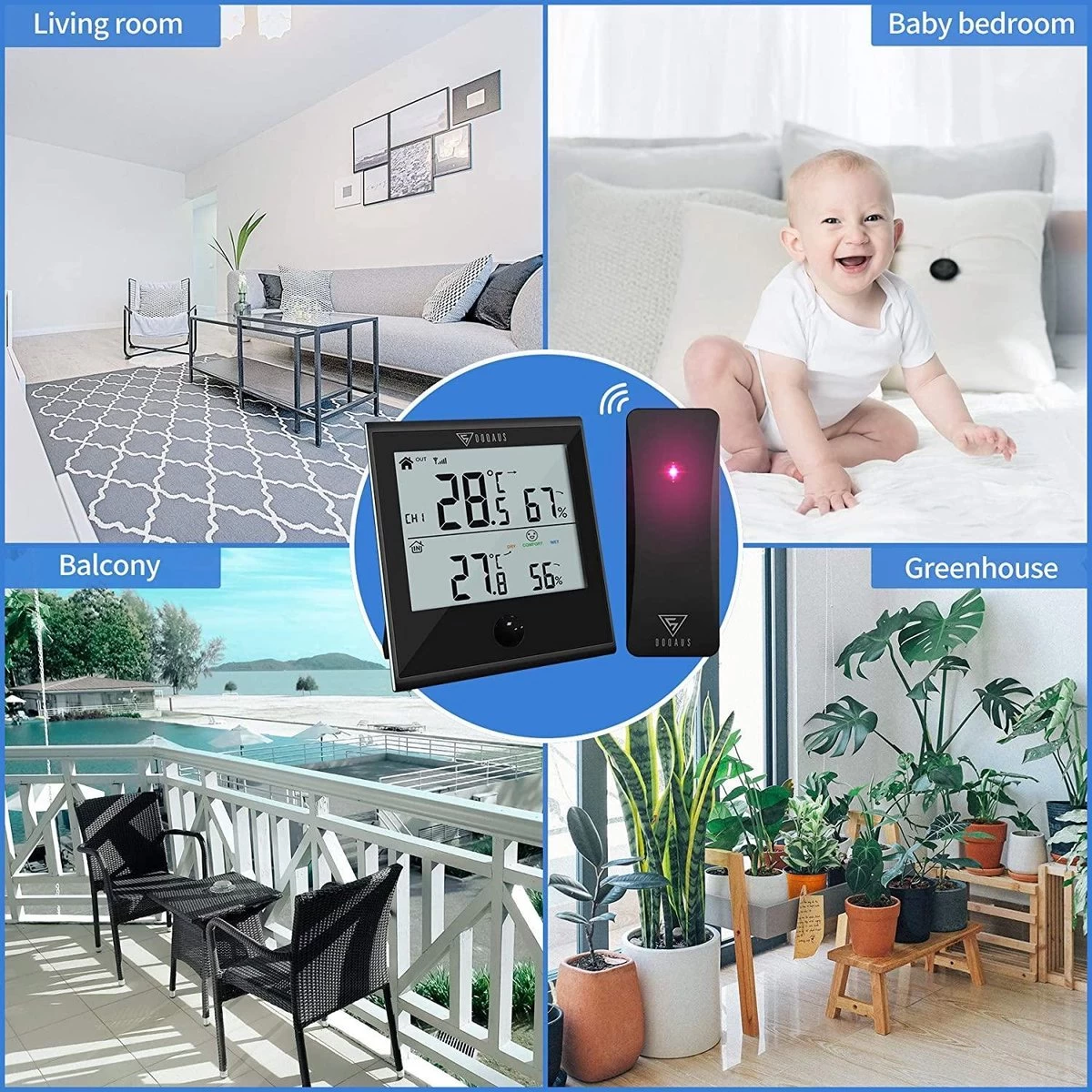 Thermometer Buiten - ZINAPS Digitale Thermometer Binnen Buiten Thermometer Hygrometer Met Outdoor Sensor Kamer Thermometer Wireless Met Groot LCD Display ℃ / ℉ Schakelaar Voor Kantoor, Thuis, Greenhouse, Room 8 Thermometer Buiten - ZINAPS Digitale Thermometer Binnen Buiten Thermometer Hygrometer Met Outdoor Sensor Kamer Thermometer Wireless Met Groot LCD Display ℃ / ℉ Schakelaar Voor Kantoor, Thuis, Greenhouse, Room - Afbeelding 6