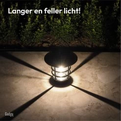 Gadgy Solar Tafellamp En Wandlamp Bijenkorf - Lantaarn Met Wandhaak - Tuinverlichting Op Zonneenergie Buiten - Led Buitenverlichting Met Sensor - Zwart Metaal -Philips Hue Winkel 1200x1200 3480
