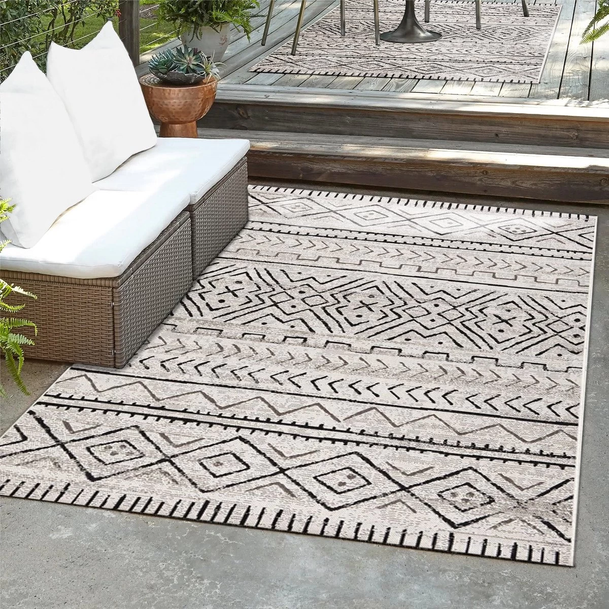 Karat Buitenkleed - Tuintapijt - Vloerkleed - Aztec - Grijs - 200 X 290 Cm 4 Karat Buitenkleed - Tuintapijt - Vloerkleed - Aztec - Grijs - 200 X 290 Cm - Afbeelding 2