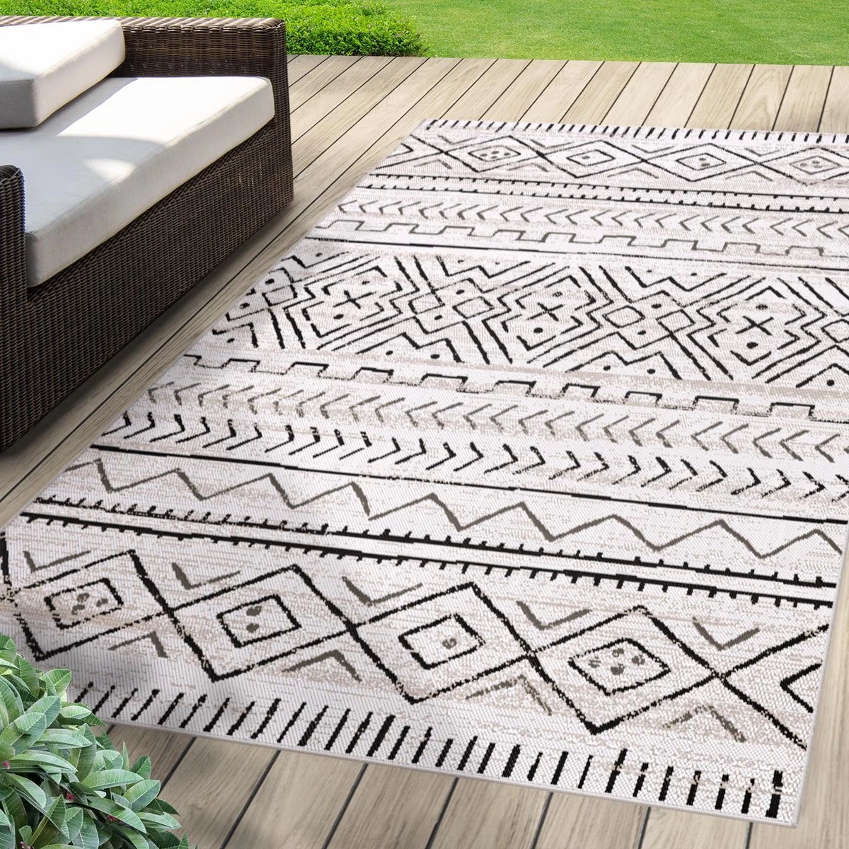 Karat Buitenkleed - Tuintapijt - Vloerkleed - Aztec - Grijs - 200 X 290 Cm 5 Karat Buitenkleed - Tuintapijt - Vloerkleed - Aztec - Grijs - 200 X 290 Cm - Afbeelding 3