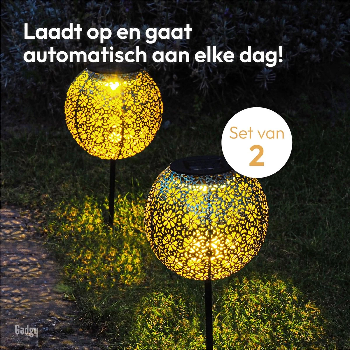 Gadgy Solar Tuinpad Met Grondspies - Solar Tuinverlichting Set Van 2 St. - Tuinfakkel 34CM Hoog - Tuinverlichting Op Zonneenergie Buiten - Led Buitenverlichting Met Sensor - Tuinsteker - Brons Kleurig Metaal 6 Gadgy Solar Tuinpad Met Grondspies - Solar Tuinverlichting Set Van 2 St. - Tuinfakkel 34CM Hoog - Tuinverlichting Op Zonneenergie Buiten - Led Buitenverlichting Met Sensor - Tuinsteker - Brons Kleurig Metaal - Afbeelding 4