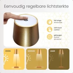 Goliving Tafellamp Op Batterijen - Oplaadbaar En Dimbaar - Moderne Touch Lamp Goud - Nachtlamp Draadloos - 38 CM -Philips Hue Winkel 1200x1200 3559