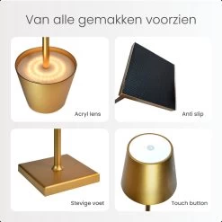 Goliving Tafellamp Op Batterijen - Oplaadbaar En Dimbaar - Moderne Touch Lamp Goud - Nachtlamp Draadloos - 38 CM -Philips Hue Winkel 1200x1200 3564