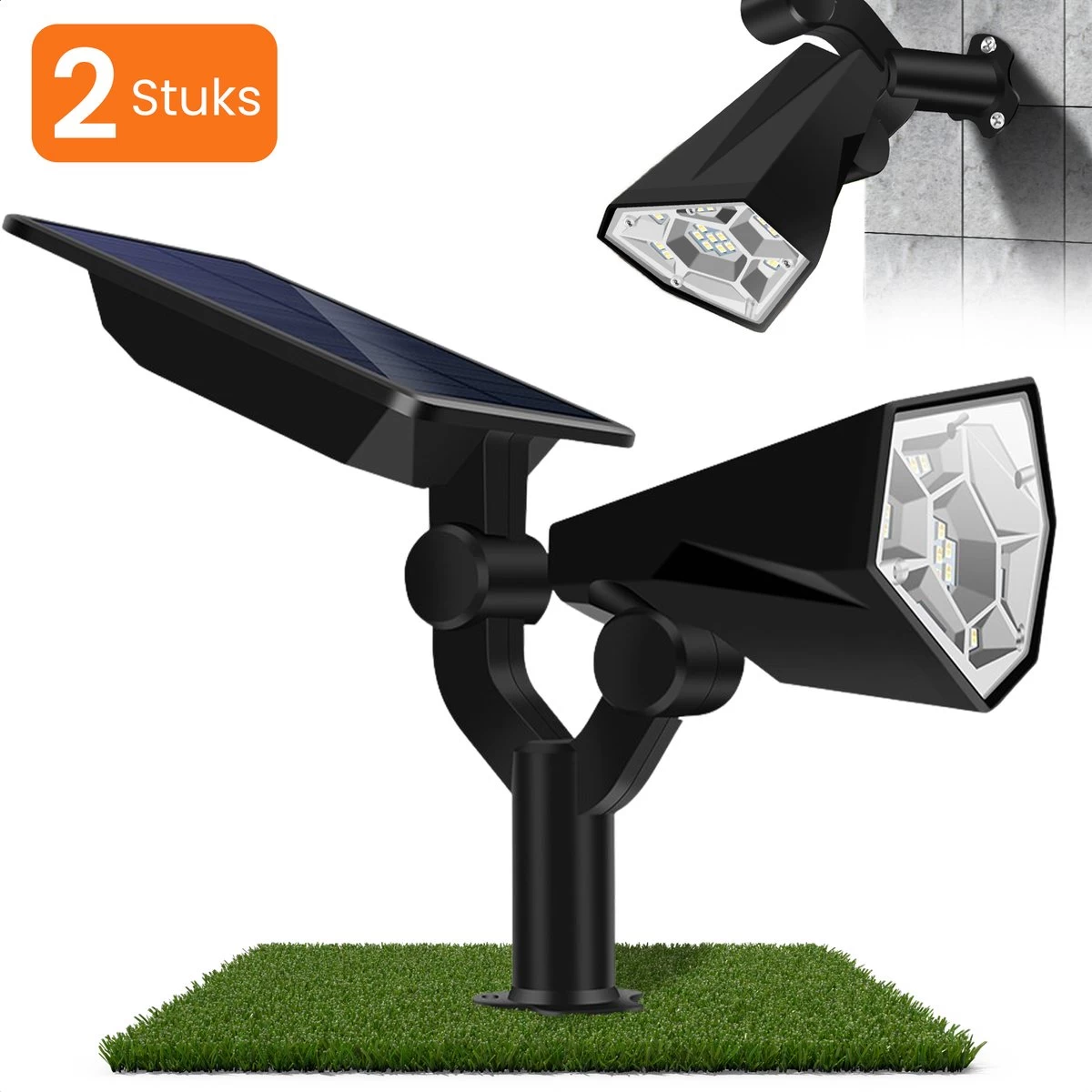HEKO Solar® Tuinverlichting Spotta - 2 Stuks - Solar Tuinverlichting Op Zonneenergie - Wandlamp Buiten - Tuinlamp - Tuinspot - 26 LEDlamp - Dag Nacht Sensor - Schijnwerper - Met Grondspies - Warm En Koel Wit Licht 3 HEKO Solar® Tuinverlichting Spotta - 2 Stuks - Solar Tuinverlichting Op Zonneenergie - Wandlamp Buiten - Tuinlamp - Tuinspot - 26 LEDlamp - Dag Nacht Sensor - Schijnwerper - Met Grondspies - Warm En Koel Wit Licht