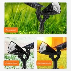 HEKO Solar® Tuinverlichting Spotta - 2 Stuks - Solar Tuinverlichting Op Zonneenergie - Wandlamp Buiten - Tuinlamp - Tuinspot - 26 LEDlamp - Dag Nacht Sensor - Schijnwerper - Met Grondspies - Warm En Koel Wit Licht 13 HEKO Solar® Tuinverlichting Spotta - 2 Stuks - Solar Tuinverlichting Op Zonneenergie - Wandlamp Buiten - Tuinlamp - Tuinspot - 26 LEDlamp - Dag Nacht Sensor - Schijnwerper - Met Grondspies - Warm En Koel Wit Licht -Philips Hue Winkel 1200x1200 3576