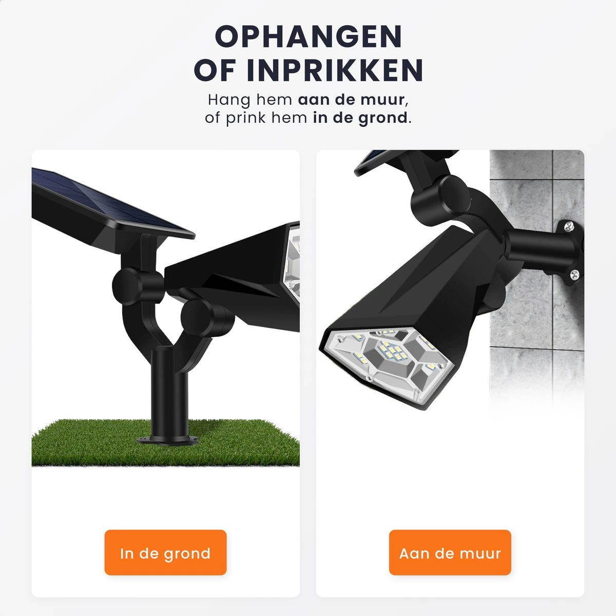 HEKO Solar® Tuinverlichting Spotta - 2 Stuks - Solar Tuinverlichting Op Zonneenergie - Wandlamp Buiten - Tuinlamp - Tuinspot - 26 LEDlamp - Dag Nacht Sensor - Schijnwerper - Met Grondspies - Warm En Koel Wit Licht 8 HEKO Solar® Tuinverlichting Spotta - 2 Stuks - Solar Tuinverlichting Op Zonneenergie - Wandlamp Buiten - Tuinlamp - Tuinspot - 26 LEDlamp - Dag Nacht Sensor - Schijnwerper - Met Grondspies - Warm En Koel Wit Licht - Afbeelding 6