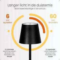 Goliving Tafellamp Op Batterijen - Oplaadbaar En Dimbaar - Moderne Touch Lamp Zwart - Nachtlamp Draadloos - 26 CM -Philips Hue Winkel 1200x1200 3583