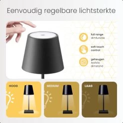 Goliving Tafellamp Op Batterijen - Oplaadbaar En Dimbaar - Moderne Touch Lamp Zwart - Nachtlamp Draadloos - 26 CM -Philips Hue Winkel 1200x1200 3585