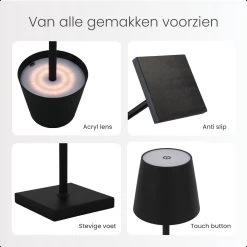 Goliving Tafellamp Op Batterijen - Oplaadbaar En Dimbaar - Moderne Touch Lamp Zwart - Nachtlamp Draadloos - 26 CM -Philips Hue Winkel 1200x1200 3589