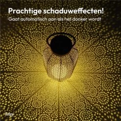 Gadgy Solar Lantaarn Bloem Groot - Solar Tuinverlichting Op Zonneenergie - Led Buitenverlichting Met Dag/nacht Sensor - Tafellamp - Tuinlantaarn - Metaal - 36 X Ø20 Cm - Zwart / Goud -Philips Hue Winkel 1200x1200 3646