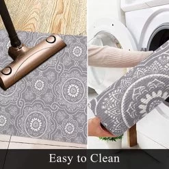 SHACOS Katoenen Tapijt, Loper Voor Keuken, Hal, Handgeweven Boho Karpet, Wasbare Bedrukte Karpetten Voor Binnen Met Kwastjes, Vintage Loper Voor Woonkamer, Slaapkamer, Wasruimte (grijs, 60x90 Cm) -Philips Hue Winkel 1200x1200 3656