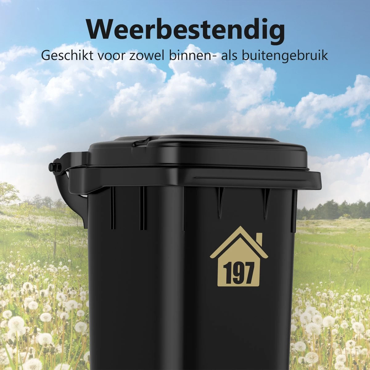 Container Sticker Huisnummer - Kliko Sticker - Huisnummer Sticker - Deursticker - Weerbestendig - 10 X 11 Cm - Goud 4 Container Sticker Huisnummer - Kliko Sticker - Huisnummer Sticker - Deursticker - Weerbestendig - 10 X 11 Cm - Goud - Afbeelding 2