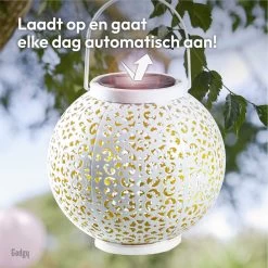 Gadgy Solar Lantaarn Rond Wit - Solar Tuinverlichting Op Zonneenergie - Led Buitenverlichting Met Dag/nacht Sensor - Tuinlantaarn - Hanglamp - Tafellamp Metaal - 20 X Ø17.5 Cm -Philips Hue Winkel 1200x1200 3704