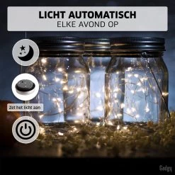 Gadgy Solar Lantaarn Jar Fairy Lights - Solar Tuinverlichting Op Zonneenergie - Tuinlantaarn Met Dag/nacht Sensor - 3 Glazen Potjes Met Led String Verlichting - Buitenverlichting -Philips Hue Winkel 1200x1200 3715