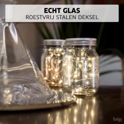 Gadgy Solar Lantaarn Jar Fairy Lights - Solar Tuinverlichting Op Zonneenergie - Tuinlantaarn Met Dag/nacht Sensor - 3 Glazen Potjes Met Led String Verlichting - Buitenverlichting -Philips Hue Winkel 1200x1200 3719