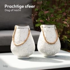 Gadgy Solar Lantaarn Mat Wit - Tafellamp Set Van 2 - Solar Tuinverlichting Op Zonneenergie - Led Buitenverlichting Met Dag/Nacht Sensor - Hanglamp - Tuinlantaarn - Metaal - 23 X Ø17.5CM -Philips Hue Winkel 1200x1200 3727