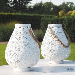 Gadgy Solar Lantaarn Mat Wit - Tafellamp Set Van 2 - Solar Tuinverlichting Op Zonneenergie - Led Buitenverlichting Met Dag/Nacht Sensor - Hanglamp - Tuinlantaarn - Metaal - 23 X Ø17.5CM -Philips Hue Winkel 1200x1200 3729