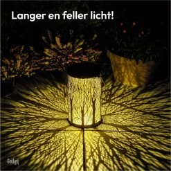 Gadgy Solar Tafellamp Boom Set Van 2 – Zwart/Goud – Metaal - Solar Tuinverlichting Op Zonneenergie – Led Buitenverlichting Met Dag/nacht Sensor - Tuinlantaarn - 20 X Ø12 Cm -Philips Hue Winkel 1200x1200 3732