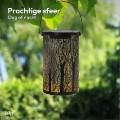 Gadgy Solar Tafellamp Boom Set Van 2 – Zwart/Goud – Metaal - Solar Tuinverlichting Op Zonneenergie – Led Buitenverlichting Met Dag/nacht Sensor - Tuinlantaarn - 20 X Ø12 Cm -Philips Hue Winkel 1200x1200 3734